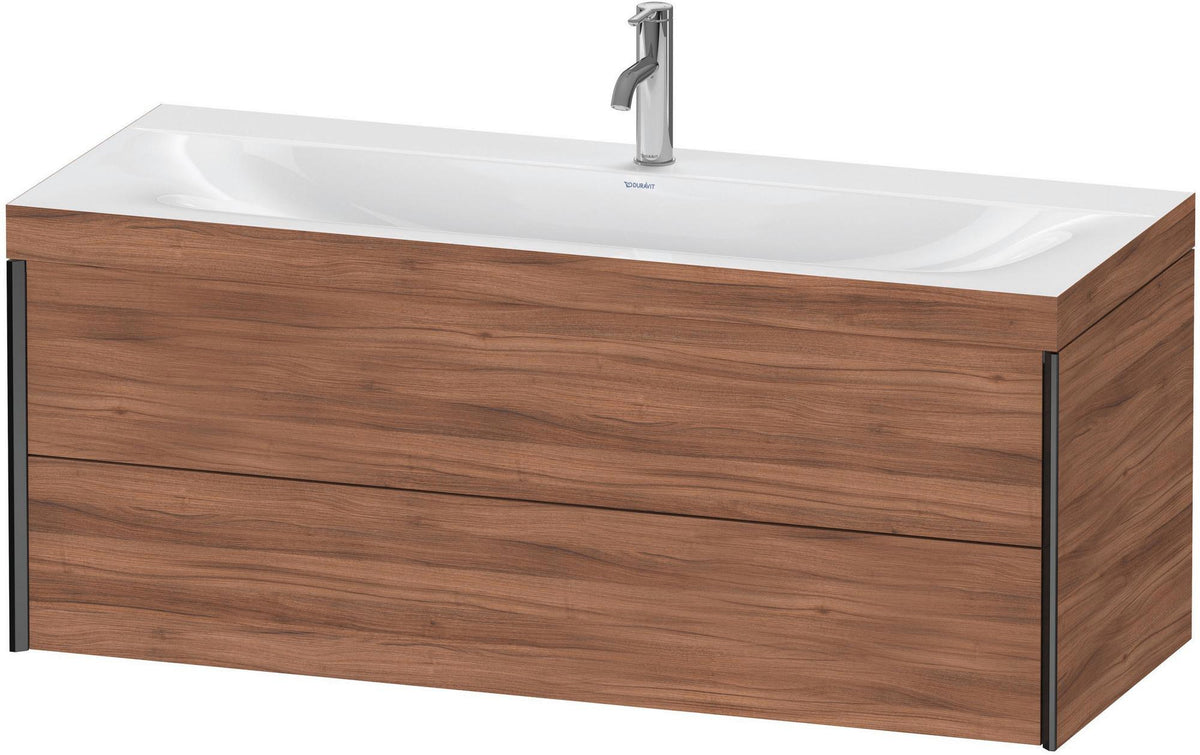 DURAVIT XViu c-bonded Waschtischunterbauset 1200 mm, 2 Schubkästen, Nussbaum gebürstet, schwarz matt