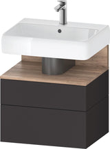 DURAVIT Qatego Waschtischunterbau 590 mm wandhängend, 1 Auszug, weiß Hochglanz, Nische Eiche Schwarz
