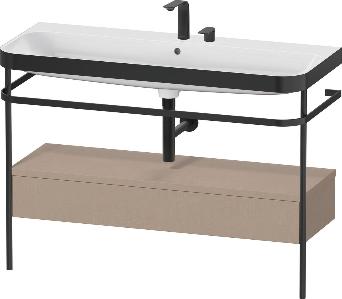 Duravit Happy D.2 c-bonded Waschtischset 1175 mm mit Metallkonsole & Schubkasten in Taupe