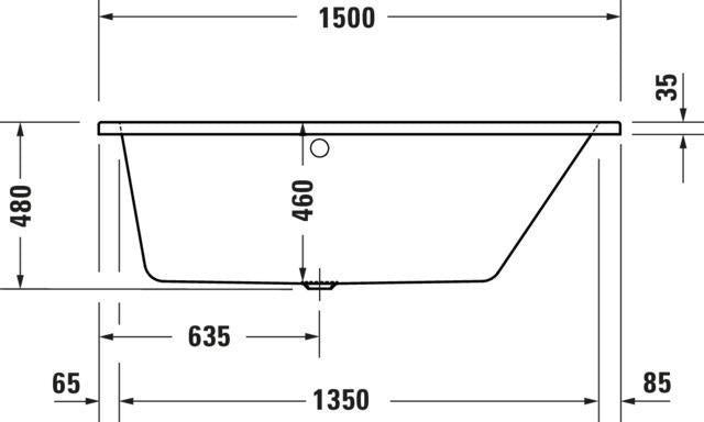 Duravit No.1 Whirlwanne 1500x800mm Trapez Einbau mit 6 Chromdüsen und Fußgestell
