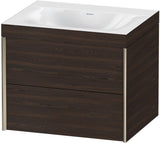 Duravit XViu Waschtischunterbauset c-bonded, 2 Schubkästen, champagner matt/nussbaum dunkel, 600 mm