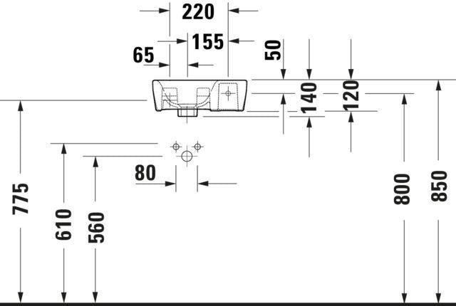 DURAVIT DuraStyle Handwaschbecken 360x220mm, 1 Hahnloch rechts, ohne Überlauf, weiß