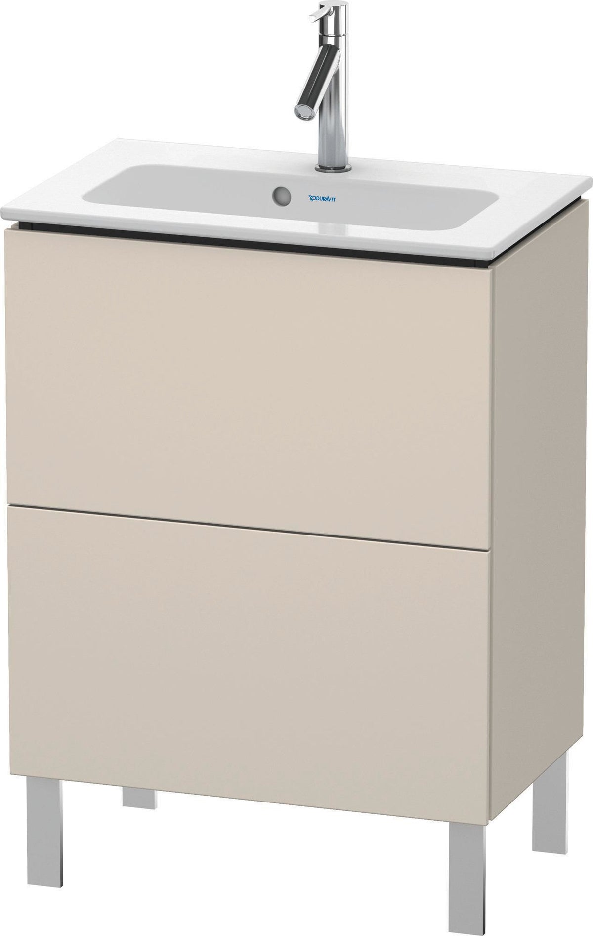 Duravit L-Cube Waschtischunterbau 620 mm, 2 Auszüge, bodenstehend, Weiß Matt – mit Tip-On