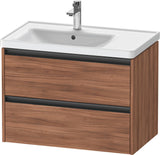 Duravit Ketho.2 Waschtischunterbau 784 mm betongrau matt mit 2 Schubkästen und Becken links