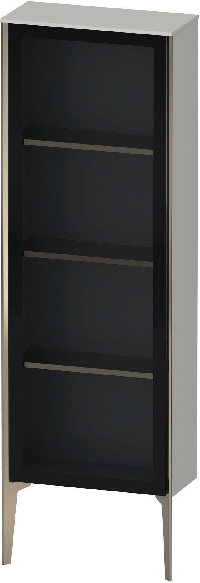 Duravit XViu Halbhochschrank 1330 mm, Glastür, links, mit Tip-on und Soft-Close, basalt matt