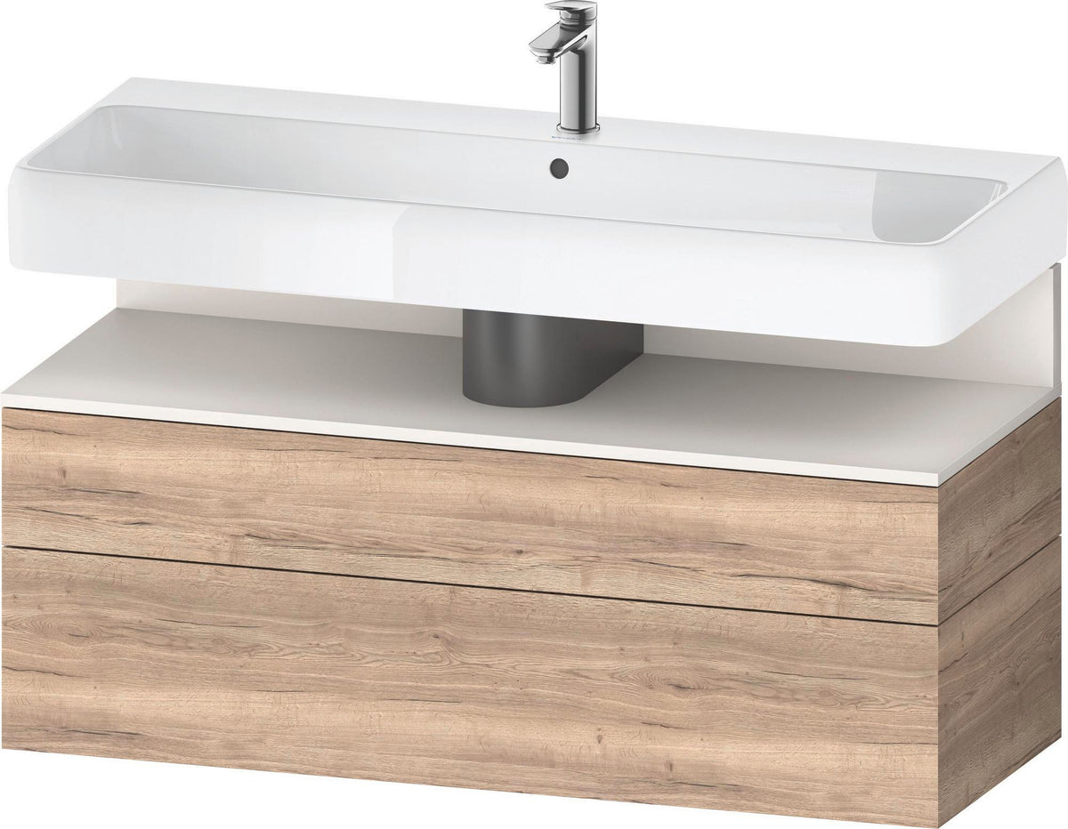 Duravit Qatego Waschtischunterbau 1190 mm – Weiß Matt mit Eiche Schwarz Nische, 1 Auszug, LED