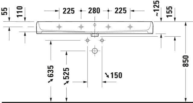 DURAVIT Qatego Aufsatzwaschtisch 1200 mm Weiß Hochglanz mit Hahnlochbank