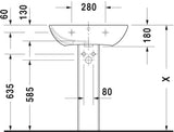DURAVIT Waschtisch ME by Starck 650x490mm mit Überlauf, 3 Hahnlöcher, WonderGliss Weiß