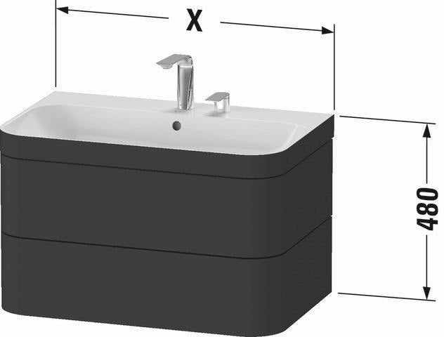 Duravit Waschtischset Happy D.2 Plus 2 Schubkästen 775x490 mm taupe supermatt