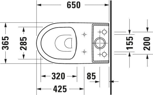 Duravit No.1 Stand-WC Kombi, weiß, 650 mm, spülrandlos, Tiefspüler, Abgang waagerecht