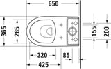Duravit No.1 Stand-WC Kombi, spülrandlos, HygieneGlaze, 650 mm, weiß