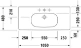 Duravit D-Code Möbelwaschtisch 1050 mm Weiß mit Überlauf und Hahnlochbank – Wandhängend