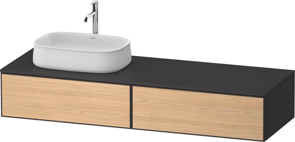 DURAVIT Zencha Konsolen-Waschtischunterbau 1600 mm Eiche Anthrazit mit 2 Auszügen