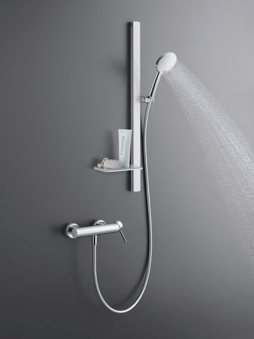 DURAVIT Brausestange mit Ablage 800 mm, Schwarz Matt – Höhenverstellbar & Verdeckte Befestigung