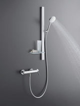 DURAVIT Brausestange mit Ablage 800 mm, Schwarz Matt – Höhenverstellbar & Verdeckte Befestigung