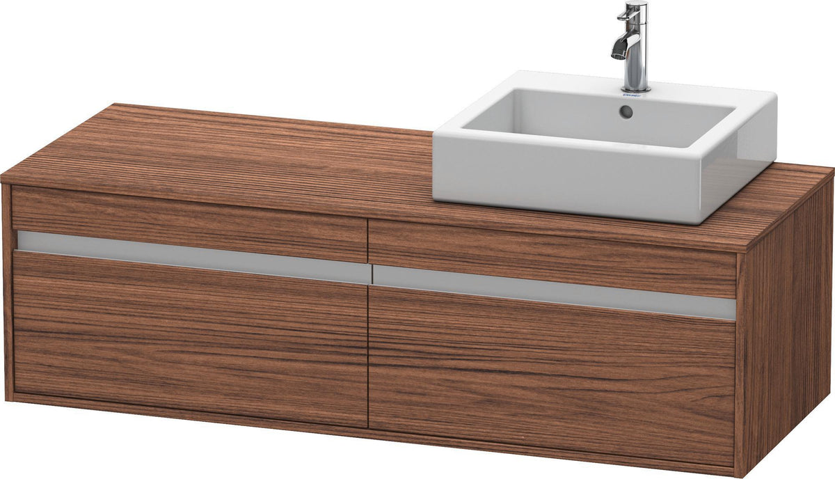 Duravit Ketho Waschtischunterbau wandhängend 1400 mm, 2 Auszüge, weiß matt, Becken links
