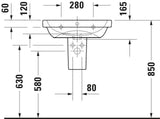 Duravit D-Code 2.0 Waschtisch, Weiß Hochglanz, Rund, 600 mm, Wandhängend, mit Überlauf