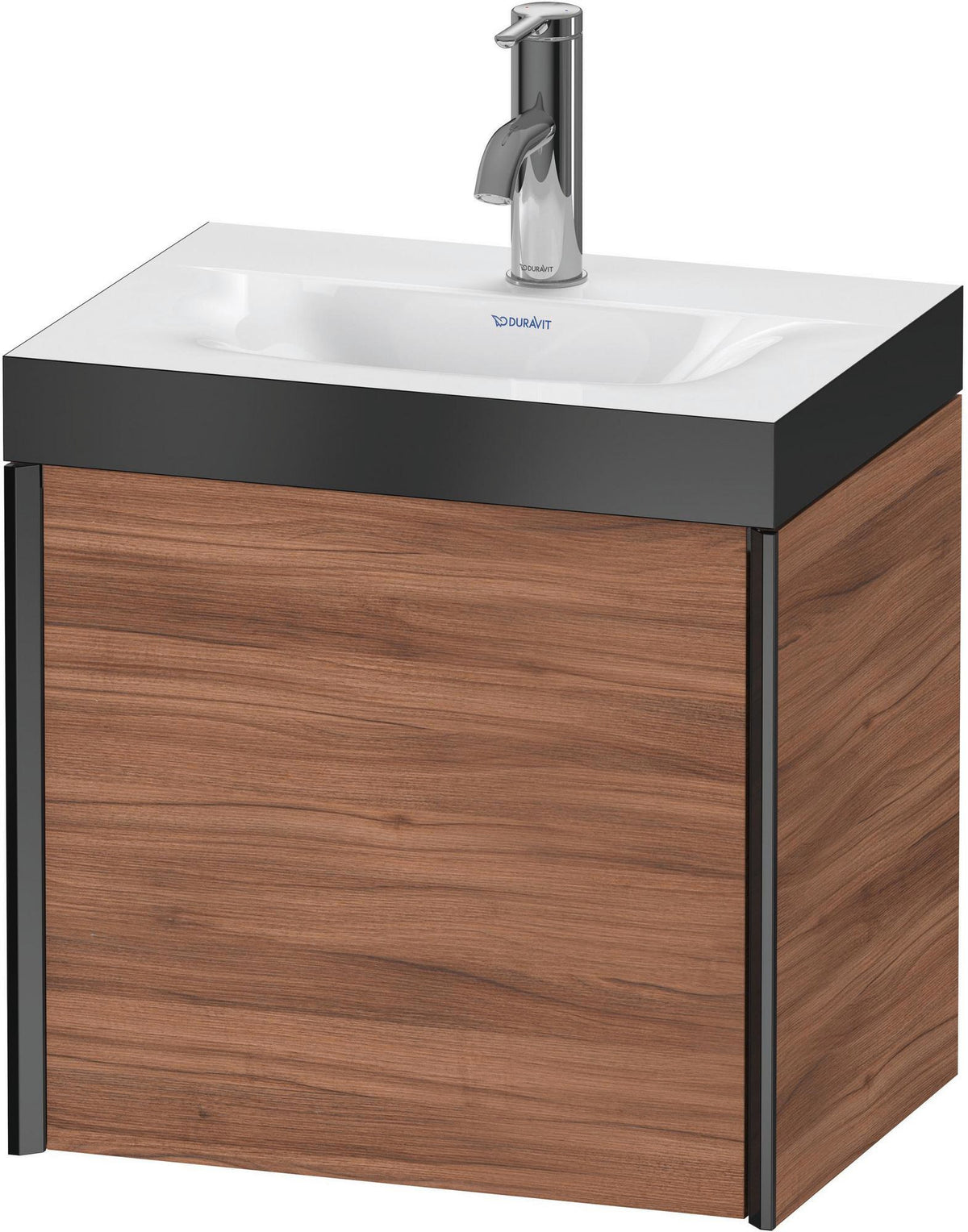 DURAVIT XViu Waschtischunterbauset 460 mm mit c-bonded Technologie, 1 Tür, schwarz matt / Nussbaum