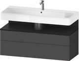 Duravit Qatego Waschtischunterbau 1190 mm – Weiß Matt mit Eiche Schwarz Nische, 1 Auszug, LED