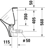 DURAVIT DuraStyle Urinal 300 x 340 mm, Zulauf hinten, spülrandlos, mit Fliege, weiß
