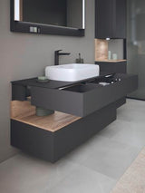 DURAVIT Qatego Hochschrank 400 mm, 2 Türen, weiß Hochglanz, Eiche Schw. Matt