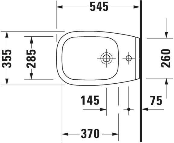 Duravit Wand-Bidet D-Code 545 mm mit Überlauf, Hahnlochbank und 1 Hahnloch, weiß