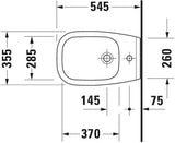 Duravit Wand-Bidet D-Code 545 mm mit Überlauf, Hahnlochbank und 1 Hahnloch, weiß