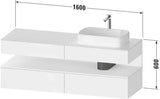 Duravit Qatego Konsolenwaschtischunterbau 1600 mm Weiß Hochglanz mit Eiche Schwarz Nische
