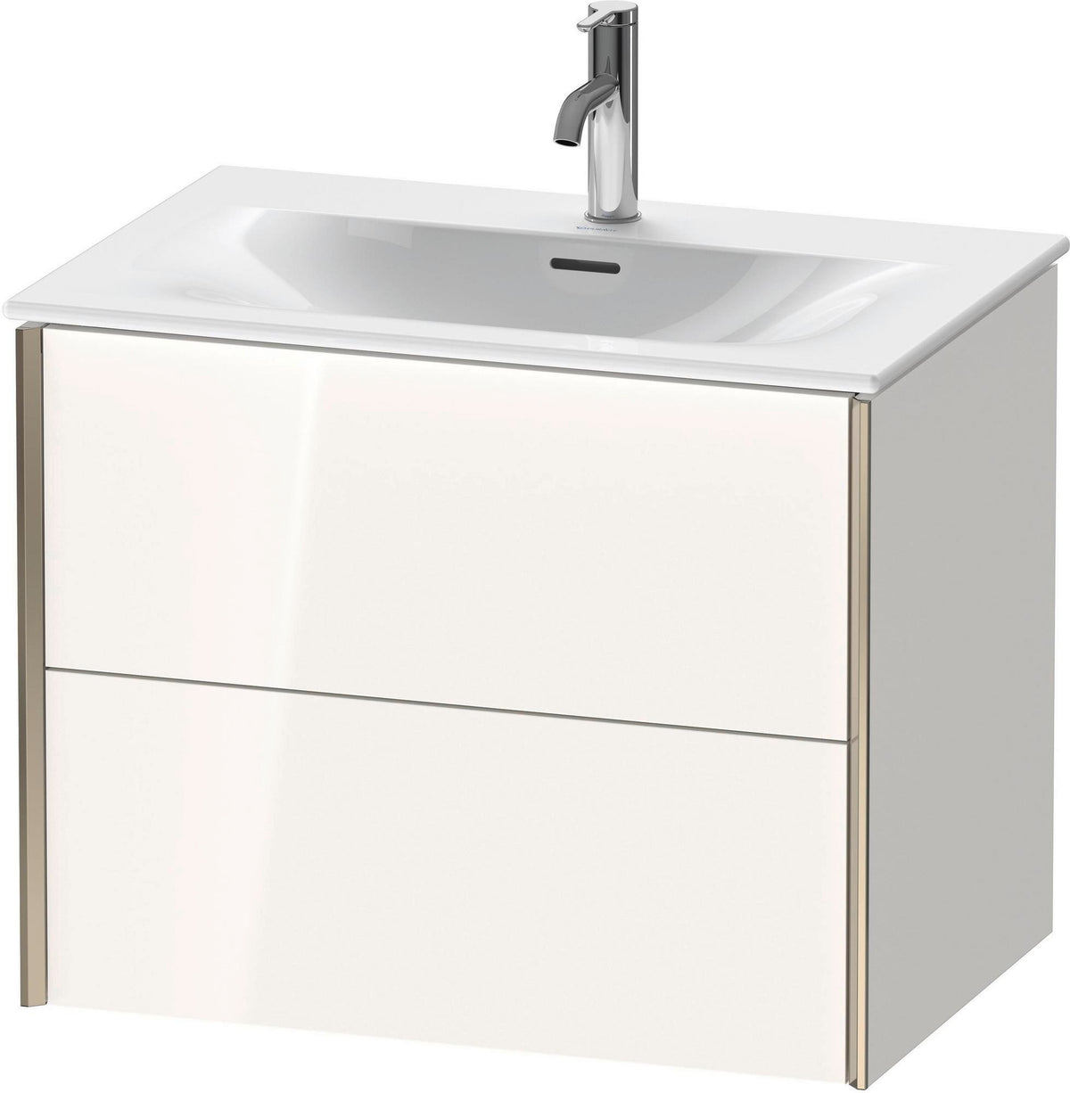 DURAVIT XViu Waschtischunterbau wandhängend 710 mm, 2 Schubkästen, weiß hochglanz – ohne Griff