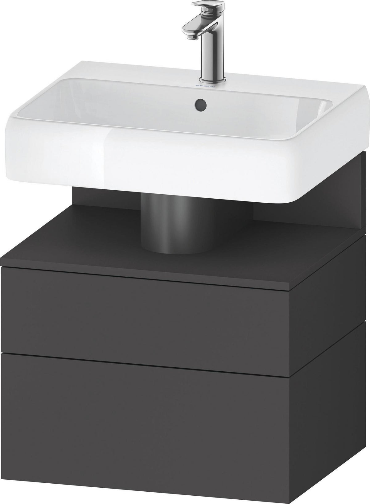 DURAVIT Qatego Waschtischunterbau 590 mm wandhängend, 1 Auszug, weiß Hochglanz, Nische Eiche Schwarz