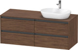 Duravit Ketho.2 Waschtischunterbau 1400 mm betongrau matt mit 4 Schubkästen