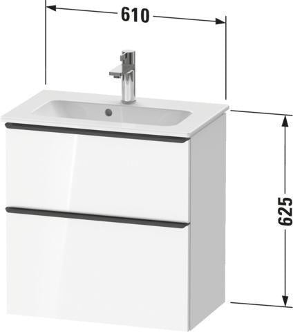 Duravit D-Neo Waschtischunterbau 610 mm betongrau matt mit Soft-Close und Bronze-Griff