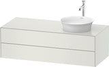 DURAVIT White Tulip Waschtischunterbau 1300 mm wandhängend, 2 Schubkästen, Becken rechts, Nordic Weiß seidenmatt