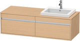Duravit Ketho Waschtischunterbau 1400 mm wandhängend, 2 Auszüge, weiß matt, Becken links