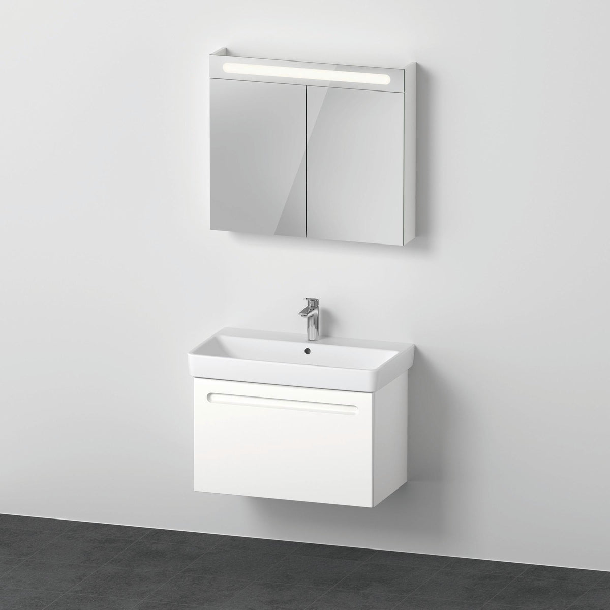 Duravit No.1 Möbel-Set 800x450mm mit Waschtisch, Unterbau & Spiegelschrank – Weiß Matt