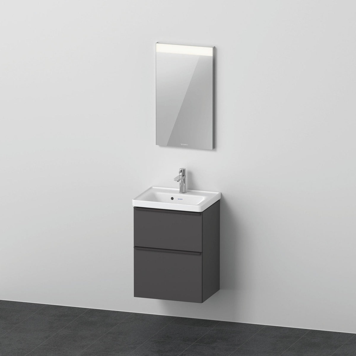 DURAVIT D-Neo Möbel-Set 500x400mm Graphit Matt mit Waschtisch, Unterbau, Spiegel und LED