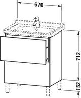 Duravit L-Cube Waschtischunterbau 469x670x712 mm taupe matt – 2 Auszüge, Tip-On, für Starck 3