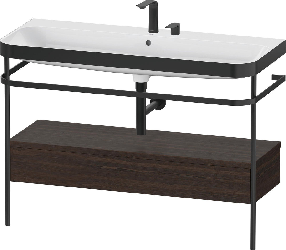 Duravit Happy D.2 c-bonded Waschtischset 1175 mm mit Metallkonsole & Schubkasten in Taupe