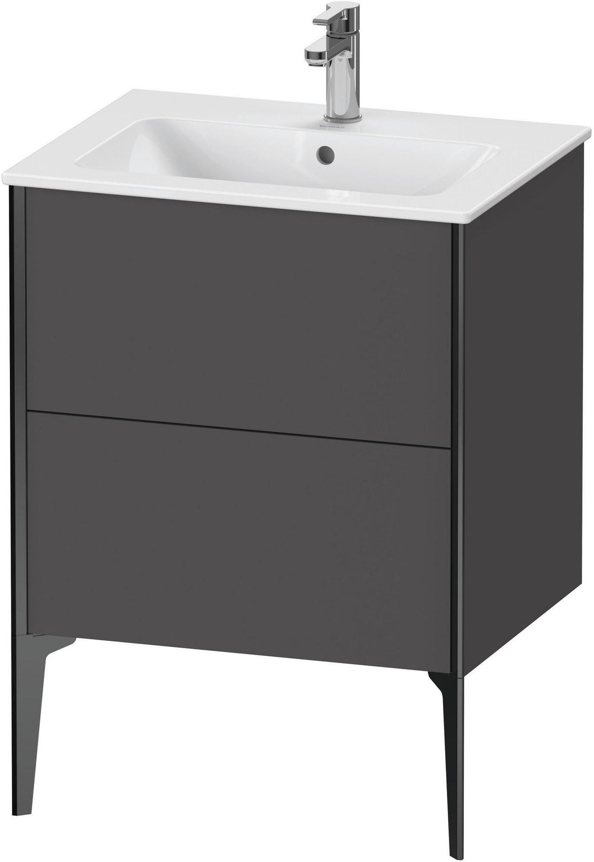 DURAVIT XViu Waschtischunterbau bodenstehend 610 mm, 2 Auszüge, weiß matt – Tip-On & Soft-Close