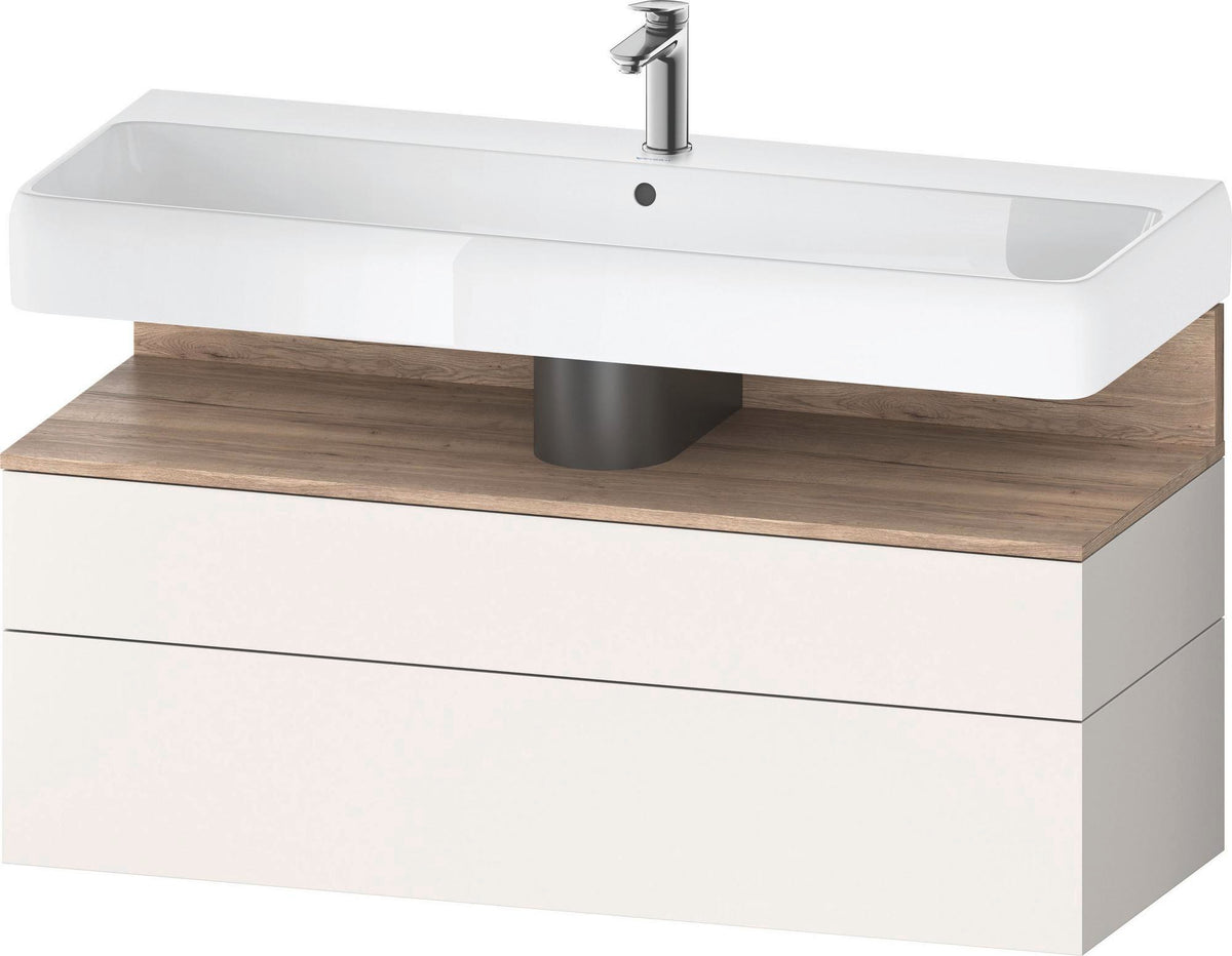 Duravit Qatego Waschtischunterbau 1190 mm – Weiß Matt mit Eiche Schwarz Nische, 1 Auszug, LED