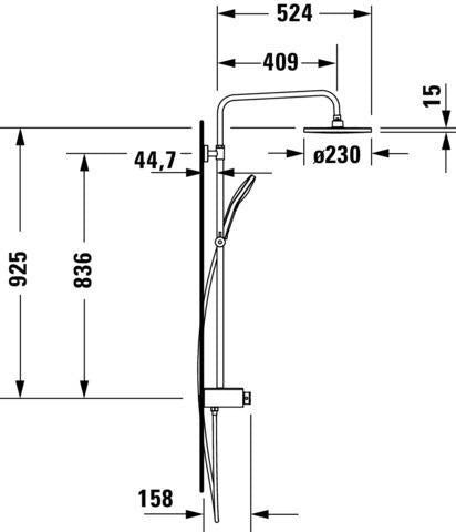 DURAVIT Duschsystem Shower Systems Shelf 1050 MinusFlow Brausethermostat Chrom Weiß Hochglanz
