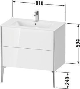 Duravit XVIU Waschtischunterbau 810 mm 2 Auszüge Nussbaum Mitte Korpus seidig-matt