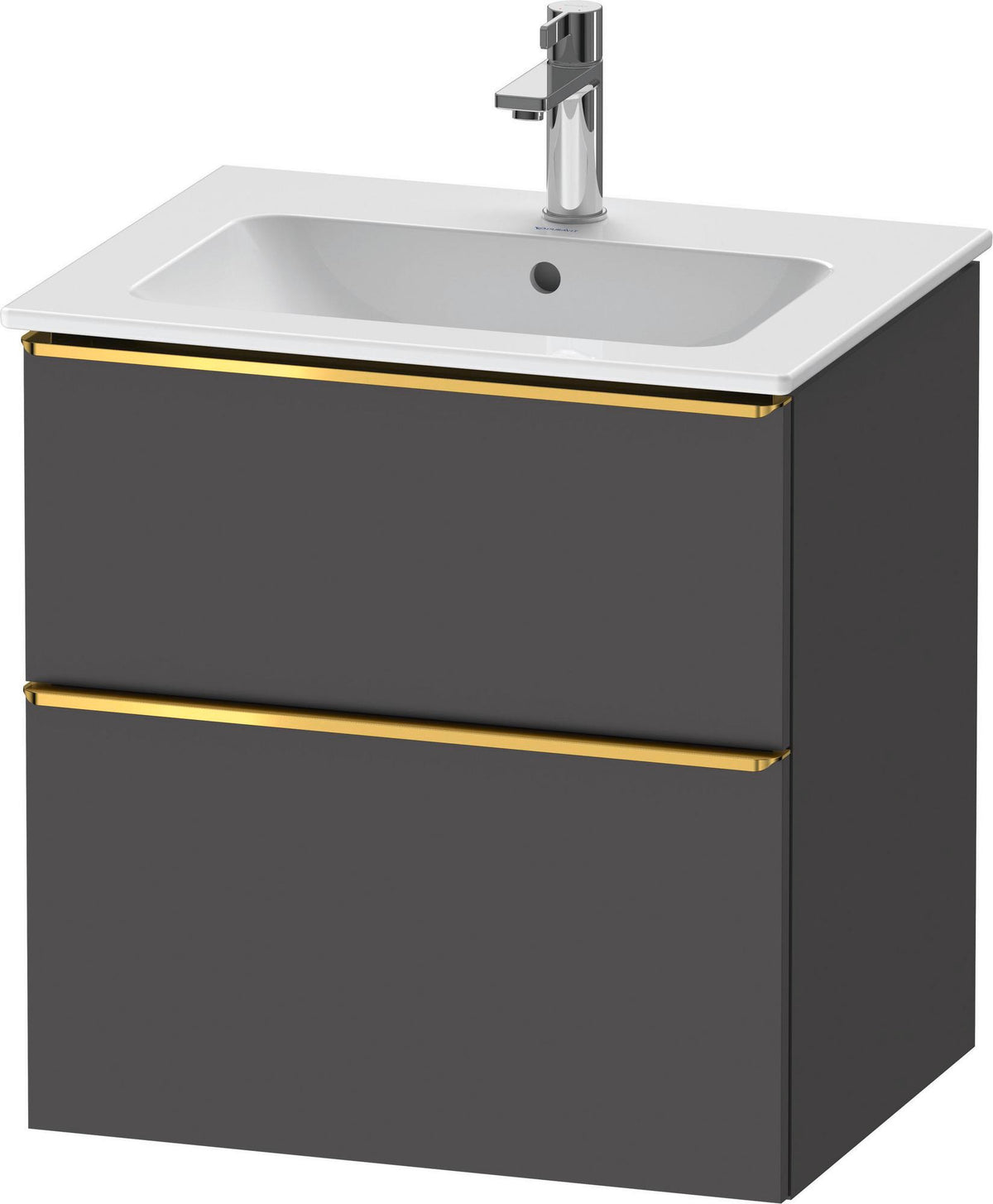 DURAVIT D-Neo Waschtischunterbau 610 mm Eiche Schwarz mit Bronze Griff – wandhängend