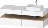 Duravit Qatego Konsolenwaschtischunterbau 1600 mm Weiß Hochglanz mit Eiche Schwarz Nische