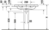 Duravit D-Code 2.0 Waschtisch 800mm mit Überlauf, 1 Hahnloch, Weiß – Wandhängend