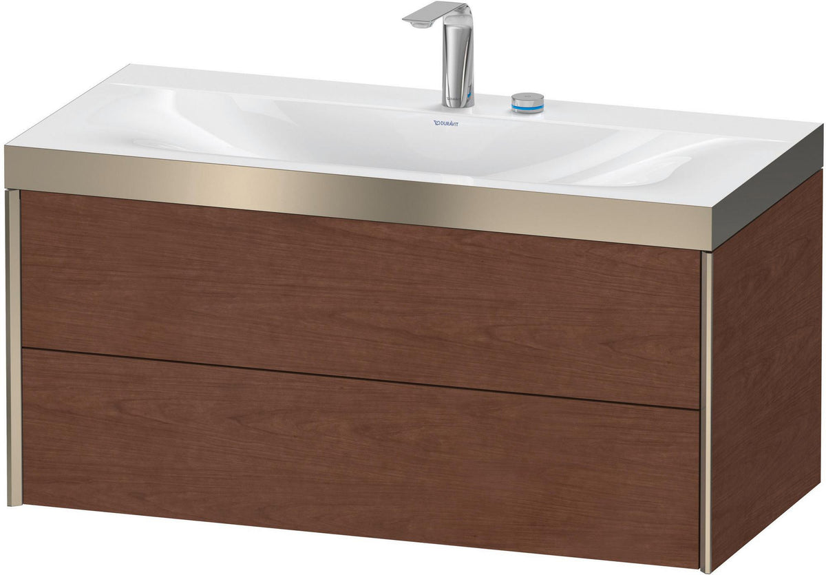 DURAVIT XViu Waschtischunterbauset c-bonded 1000 mm Nussbaum Champagner matt 2 Schubkästen