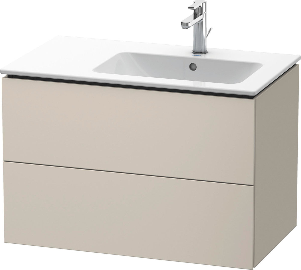 DURAVIT L-Cube Waschtischunterbau 820 mm wandhängend, 2 Schubkästen, Becken rechts, Betongrau Matt
