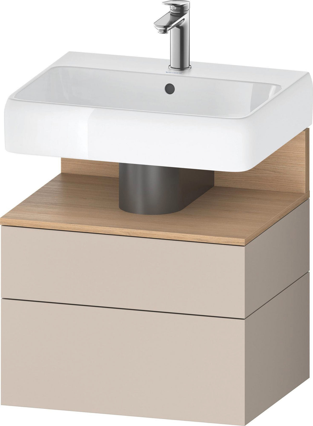 DURAVIT Qatego Waschtischunterbau 590 mm wandhängend, 1 Auszug, weiß Hochglanz, Nische Eiche Schwarz