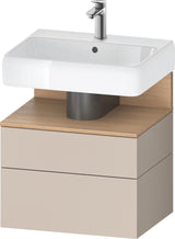 DURAVIT Qatego Waschtischunterbau 590 mm wandhängend, 1 Auszug, weiß Hochglanz, Nische Eiche Schwarz