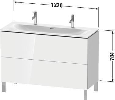 Duravit L-Cube Waschtischunterbau 1220 mm weiß matt – 2 Auszüge, Tip-On, bodenstehend